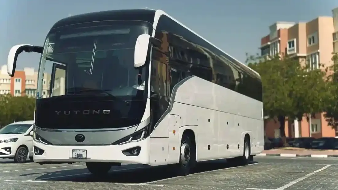 Coach used for the shared desert safari bus transfer